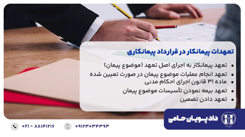 تعهدات پیمانکار در قرارداد پیمانکاری