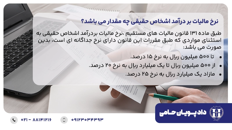 نرخ مالیات بر درآمد اشخاص حقیقی چه مقدار می باشد؟