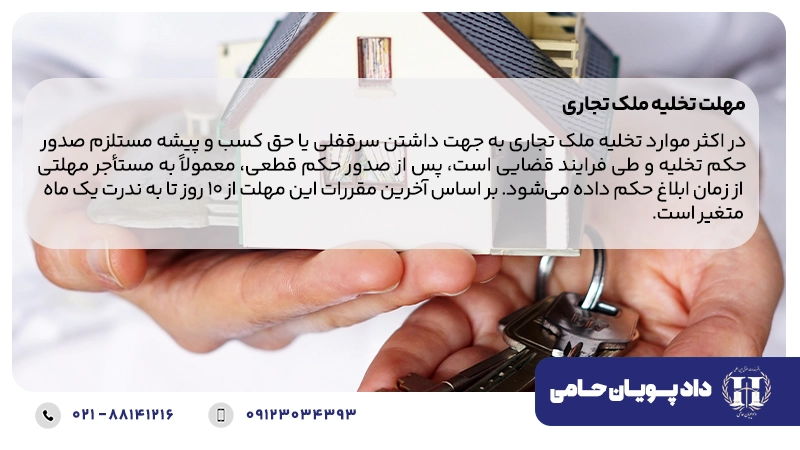 مهلت تخلیه ملک تجاری