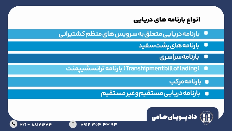 انواع بارنامه های دریایی
