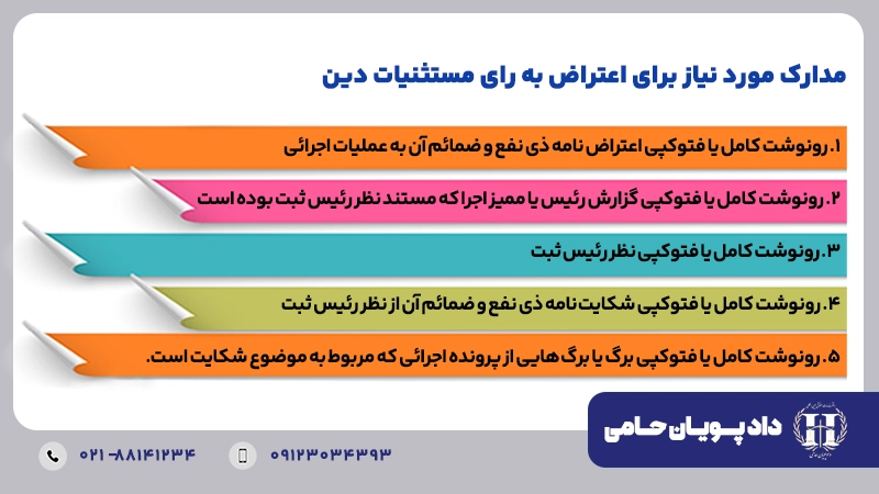 مدارک مورد نیاز برای اعتراض به رای مستثنیات دین