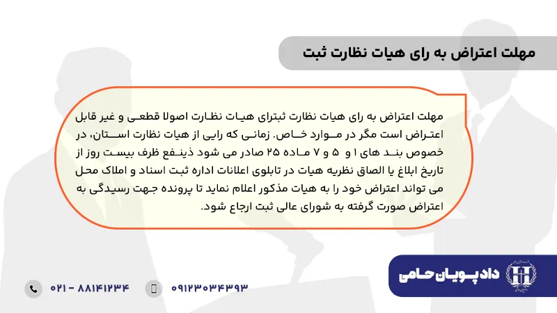 مهلت اعتراض به رای هیات نظارت ثبت