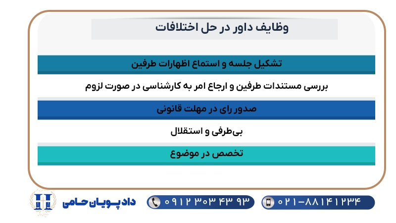 وظایف داور در حل اختلافات