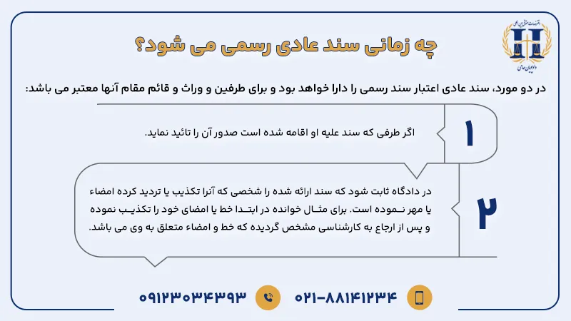 چه زمانی سند عادی رسمی می شود؟