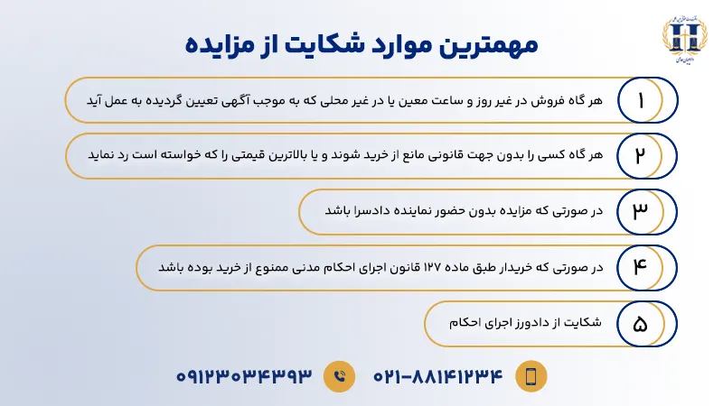 موارد شکایت از مزایده